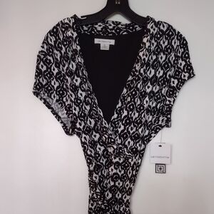 BNWT Liz Claiborne Black and White Wrap Dress with Belt